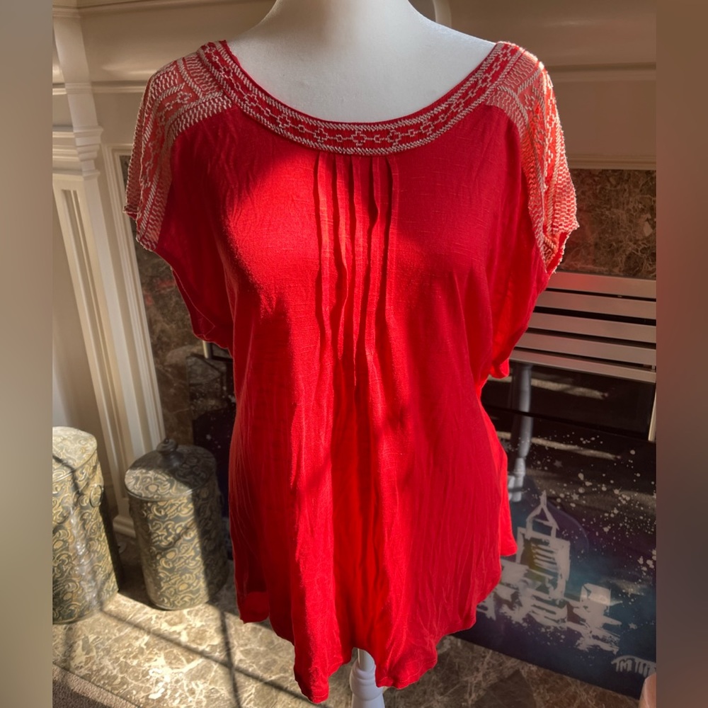 Lucky Brand T-Shirt with Beautiful Embroidered Detail, NWT